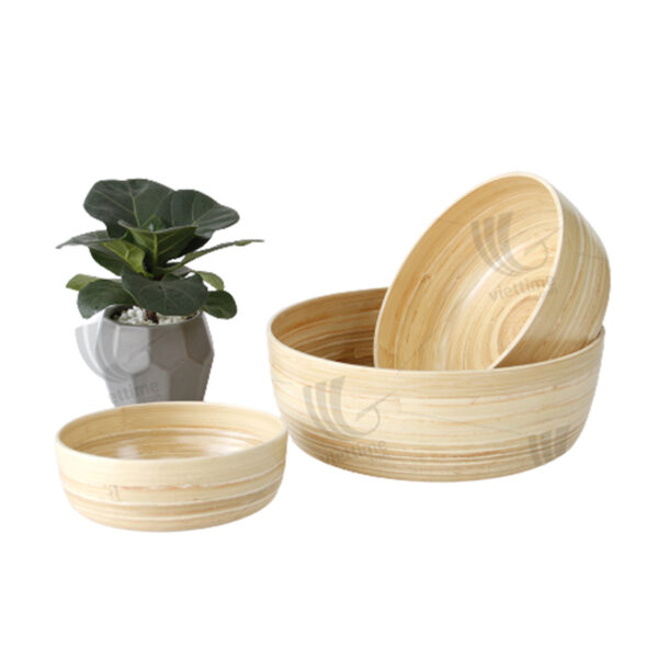 atural Spun Bamboo Bowls SET OF 3