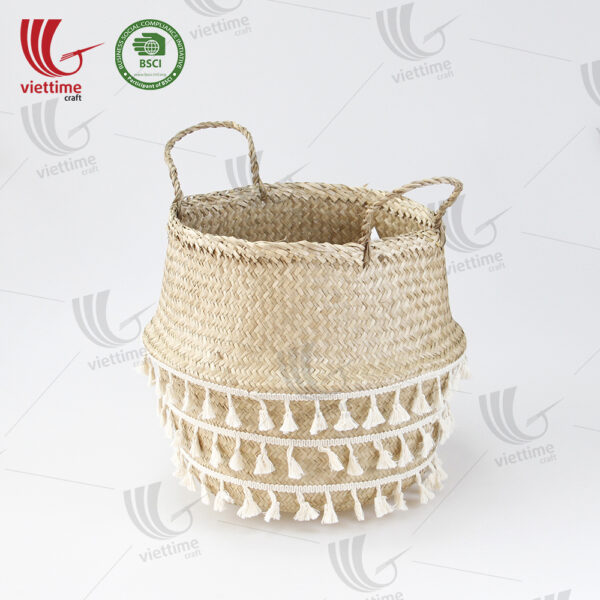 Small Tassel Seagrass Belly Basket Wholesale