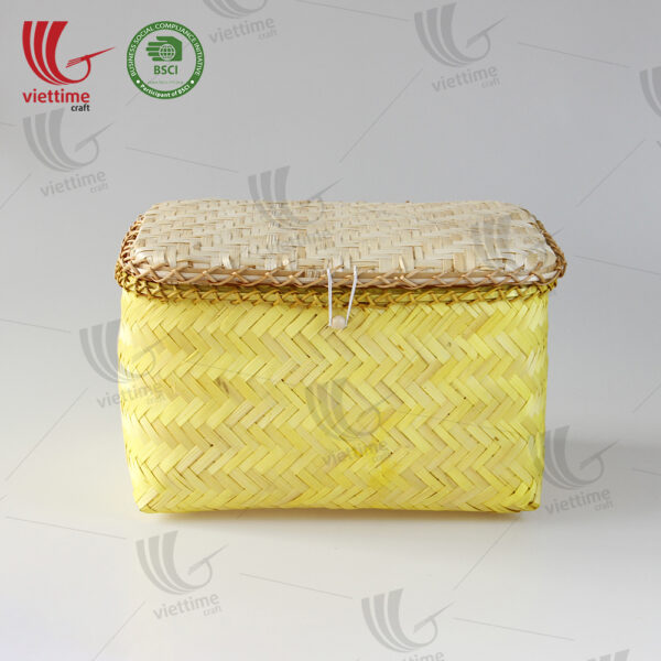 Yellow Woven Bamboo Storage Box Set 2