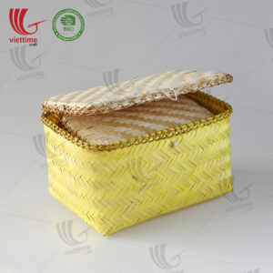 Yellow Woven Bamboo Storage Box Set 2