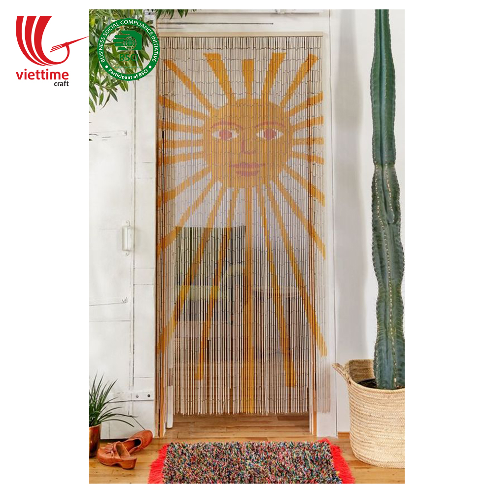 == Bamboos Beads Door Curtain Room Divider Plain Natural Rideau Bambou Porte 