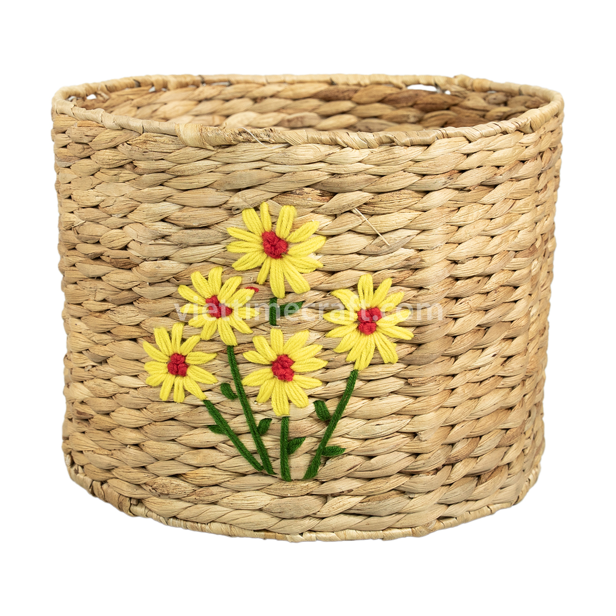 Water Hyacinth Basket with Woven Flower Details