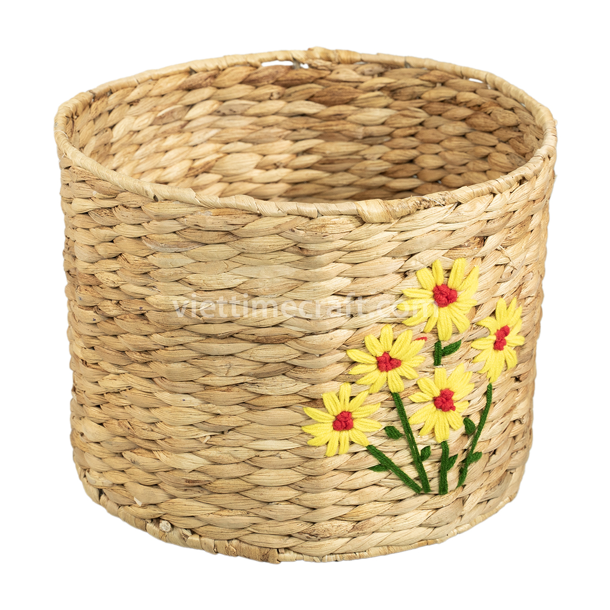 Water Hyacinth Basket with Woven Flower Details