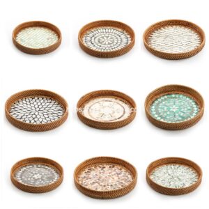 Mother Of Pearl Rattan Tray – M00154