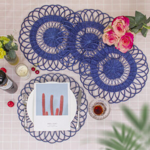 Product Name: Rattan placemat Material: Rattan Size: Diameter 15inch Color: Customize (any color as your like) MOQ:100 pcs/style/size/color QTY/CTN: 40Dz an exported carton Delivery time: About 30 workdays after receiving the deposit. Payment: T/T, L/C Sample Time: About 7-10 days. Shipment: By Air, by sea, by Express (DHL, TNT, UPS, EMS, Fed Ex)