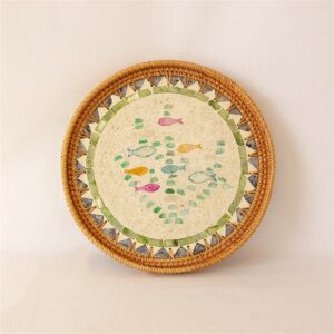 Mother Of Pearl Rattan Tray sku M00076