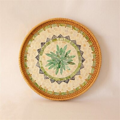 Mother Of Pearl Rattan Tray sku M00045