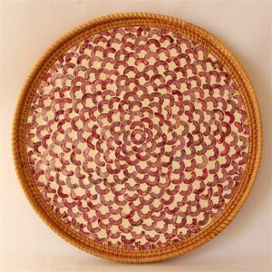 Mother Of Pearl Rattan Tray sku M00044