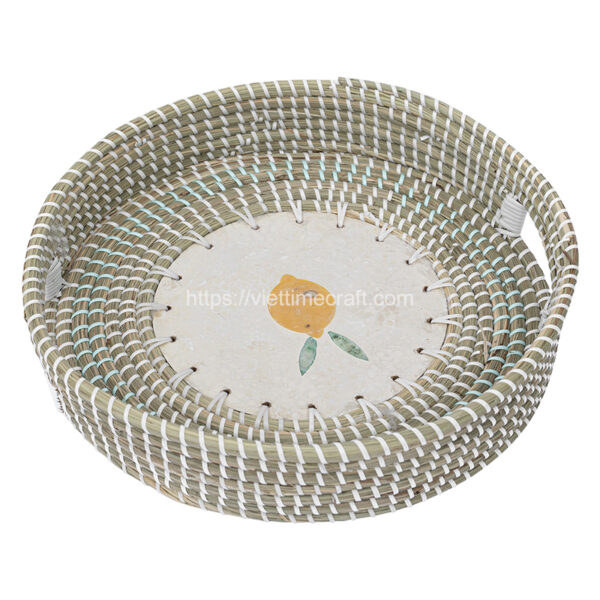 Mother Of Pearl Seagrass Tray sku C00578