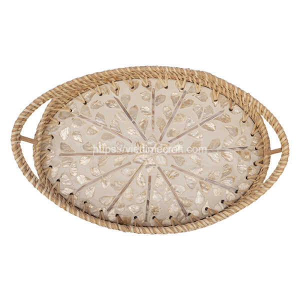 Mother Of Pearl Rattan Tray sku M00032