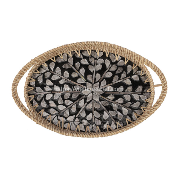 Mother Of Pearl Rattan Tray sku M00032