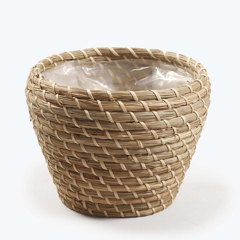Coiled seagrass storage basket