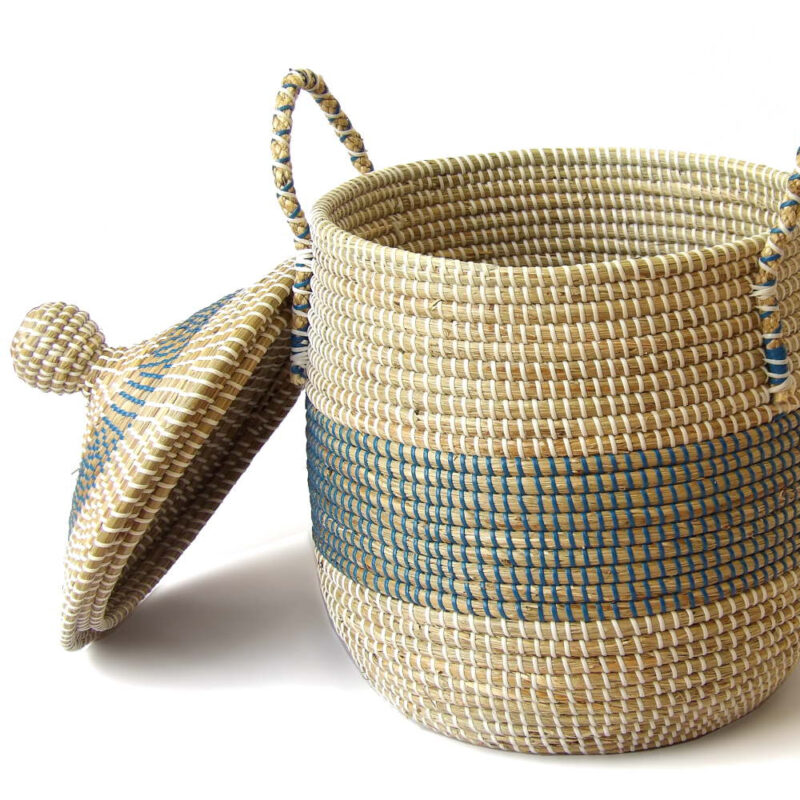 Coiled seagrass basket
