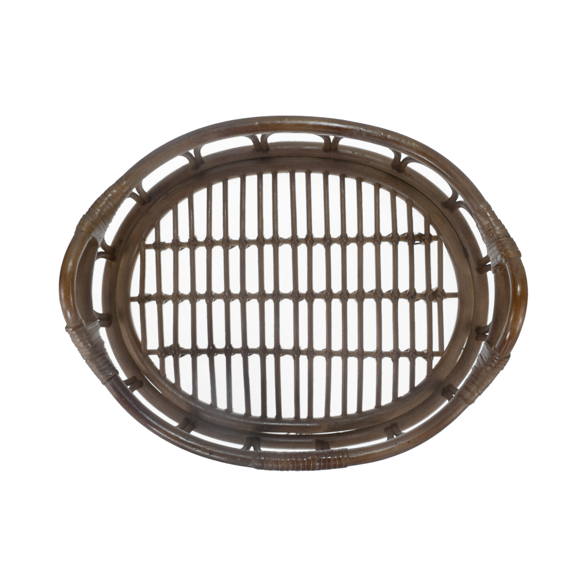Vintage Design Brown Round Rattan Serving Tray Wholesale