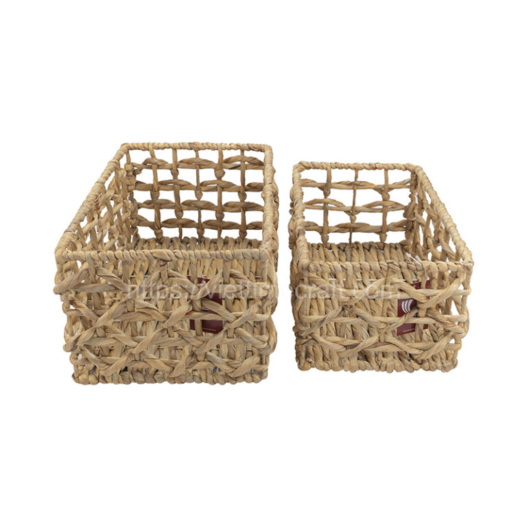 Set of 2 Natural Rectangular Water Hyacinth Basket - Wholesale
