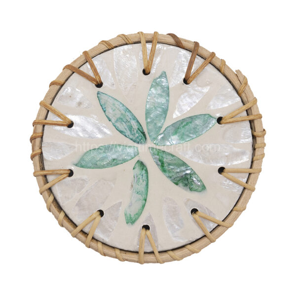 Rattan Coaster Mix Mother Of Pearl