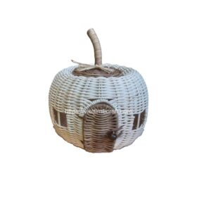 Viettimecraft_Natural Rattan Wicker Pumpkin Basket House for Halloween_vietnam handicraft export wholesale