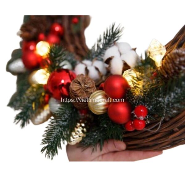 Viettimecraft_Rattan Christmas Wreath gift - Vietnamese handicraft export supplier (3)