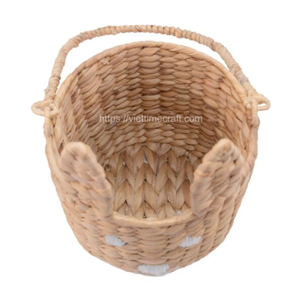 viettimecraft - natural water hyacinth bunny basket with tail - vietnam handicraft supplier