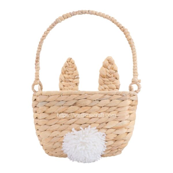viettimecraft - water hyacinth bunny basket with tail - vietnam handicraft supplier