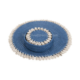 blue rattan placemat mix seashell for wholesale - vietnam handicraft supplier