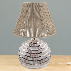 natural straw mix Mother of pearl table lamp - viettimecraft handicraft export wholesale supplier