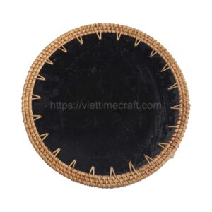 viettimecraft - set of 3 round rattan tray with mother of pearl inlay and handles - vietnam handicraft supplier