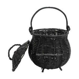 Viettimecraft - Tiny Black Rattan Basket for Halloween - handicraft supplier wholesale