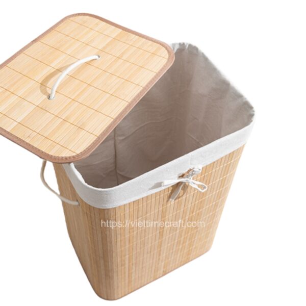 viettimecraft - Foldable Bamboo Laundry Basket Hamper with Lid - vietnam handicraft supplier