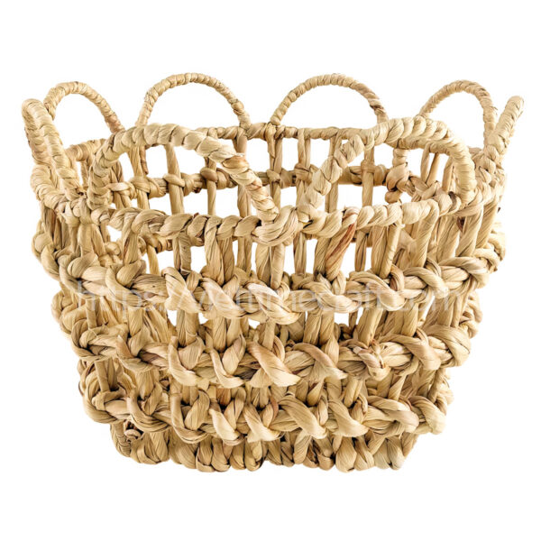 Viettimecraft - Braided Water Hyacinth Basket with Scalloped Edge Wholesale - Vietnam handicraft supplier