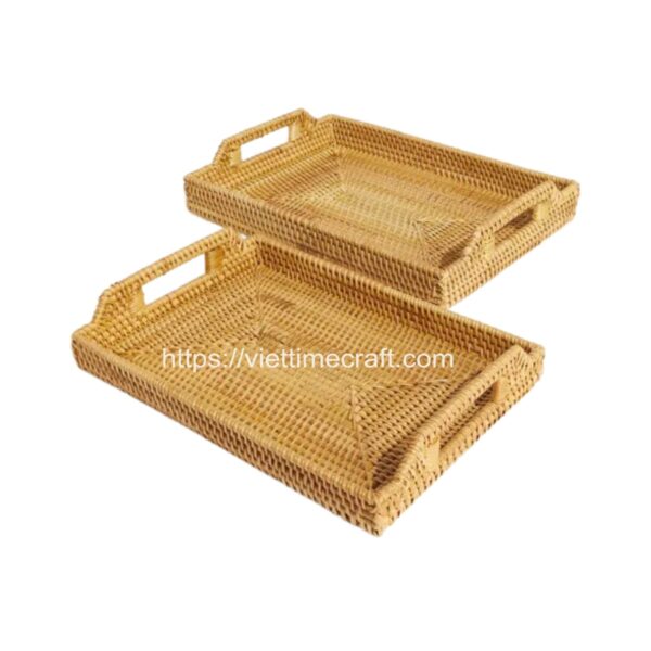 Viettimecraft - Set 2 Rattan Tray Gift Wholesale - vietnam handicraft supplier