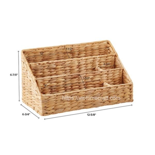 Viettimecraft - Water Hyacinth Basket Desktop Organizer Wholesale - vietnam handicraft supplier
