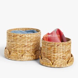 Scalloped Edge Water Hyacinth Storage Baskets Vietnam Manufacturer