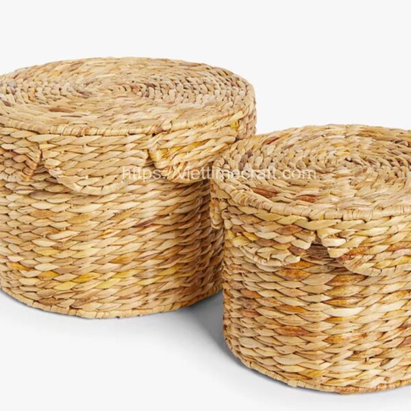 Scalloped Edge Water Hyacinth Storage Baskets Vietnam Manufacturer