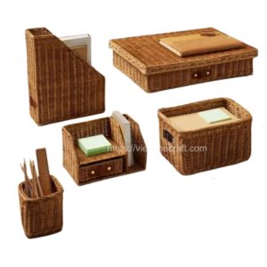 viettimecraft - Wholesale Rattan Desk Organiser - Set of 5 - vietnam handicraft supplier