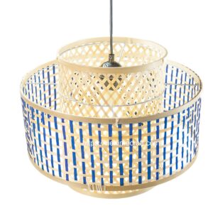 viettimecraft - blue natural bamboo lampshade - vietnam handicraft supplier
