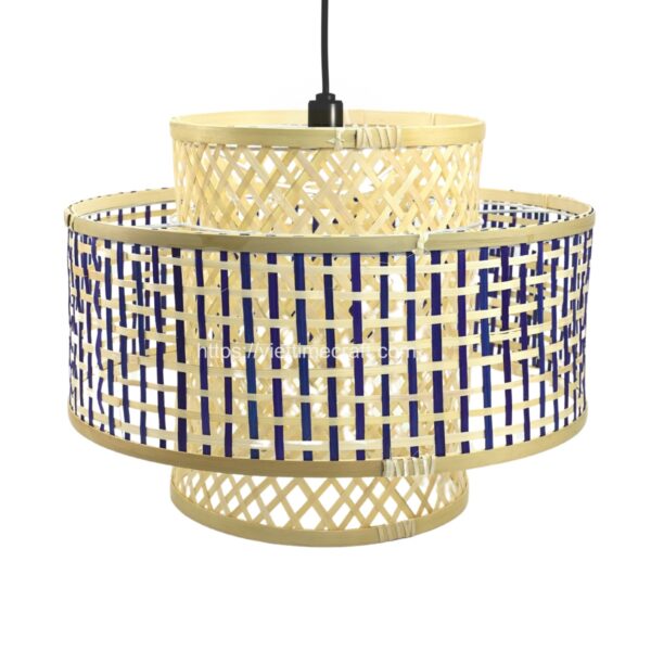 viettimecraft - blue natural bamboo lampshade - vietnam handicraft supplier