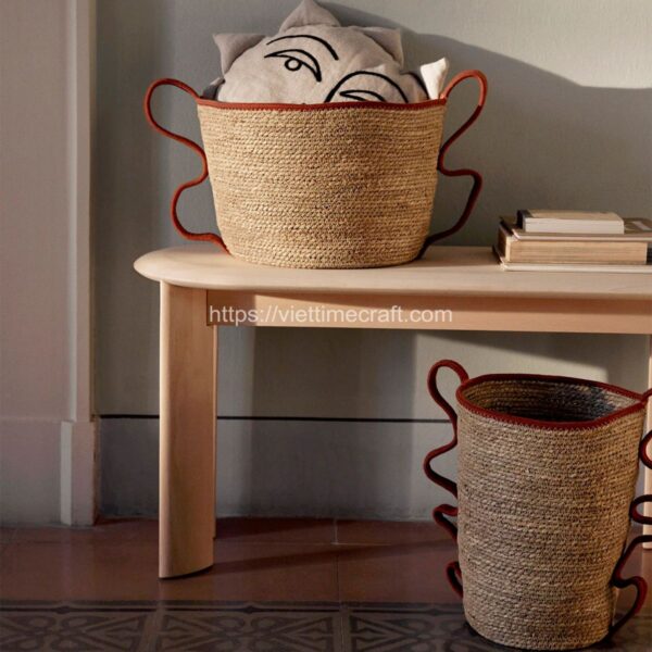 Set Of 2 Storage Basket Made Of Seagrass