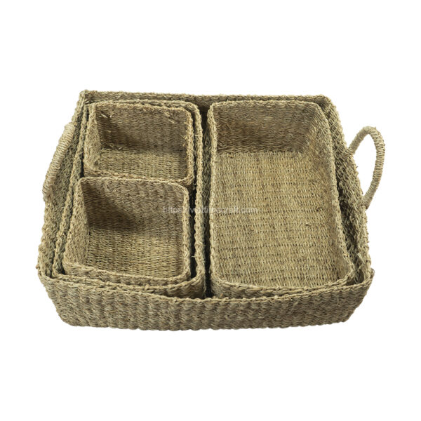 Set 6 Basket Made Of Seagrass Save Shipping Space