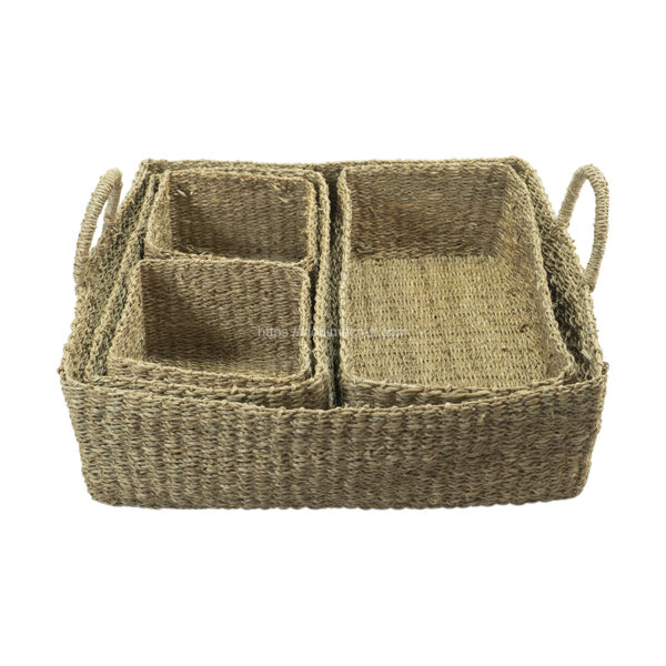 Set 6 Basket Made Of Seagrass Save Shipping Space