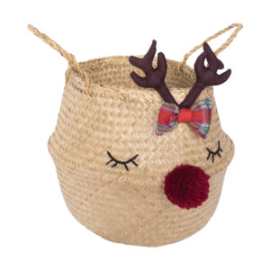Viettimecraft - Cute Reindeer Seagrass Belly Basket Vietnam Wholesale