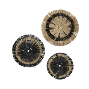Black and Natural Seagrass Wall Decor