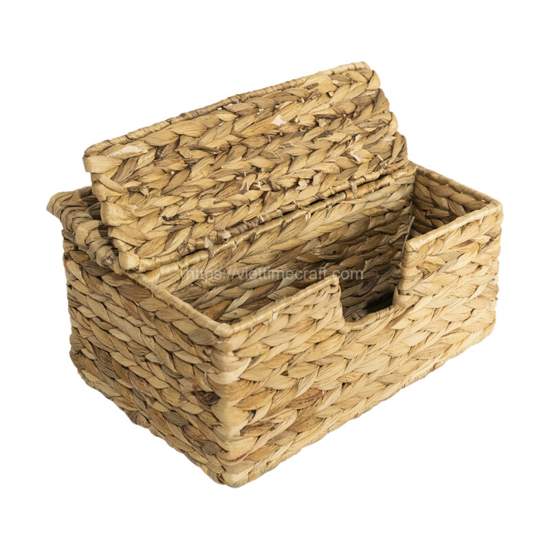 Water Hyacinth Basket With Lid Vietnam Handicraft