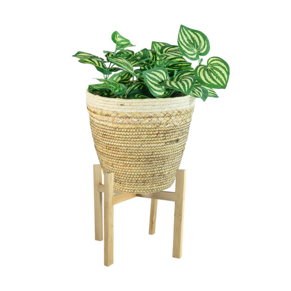Water Hyacinth Planter With Wood Leg Home Decoration