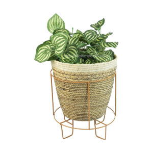 Water Hyacinth Planter With Metal Leg Home Decoration