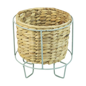 Water Hyacinth Planter With Metal Leg Home Decoration