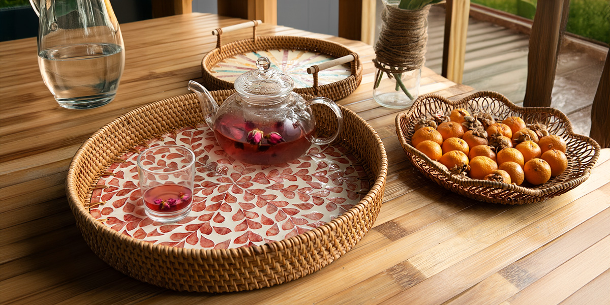 Set Of Rattan Tray Wholesale