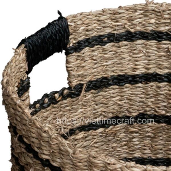 Viettimecraft Black natural seagrass basket