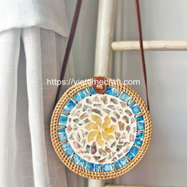 Rattan mix Mother of Pearl Shoulder Bag