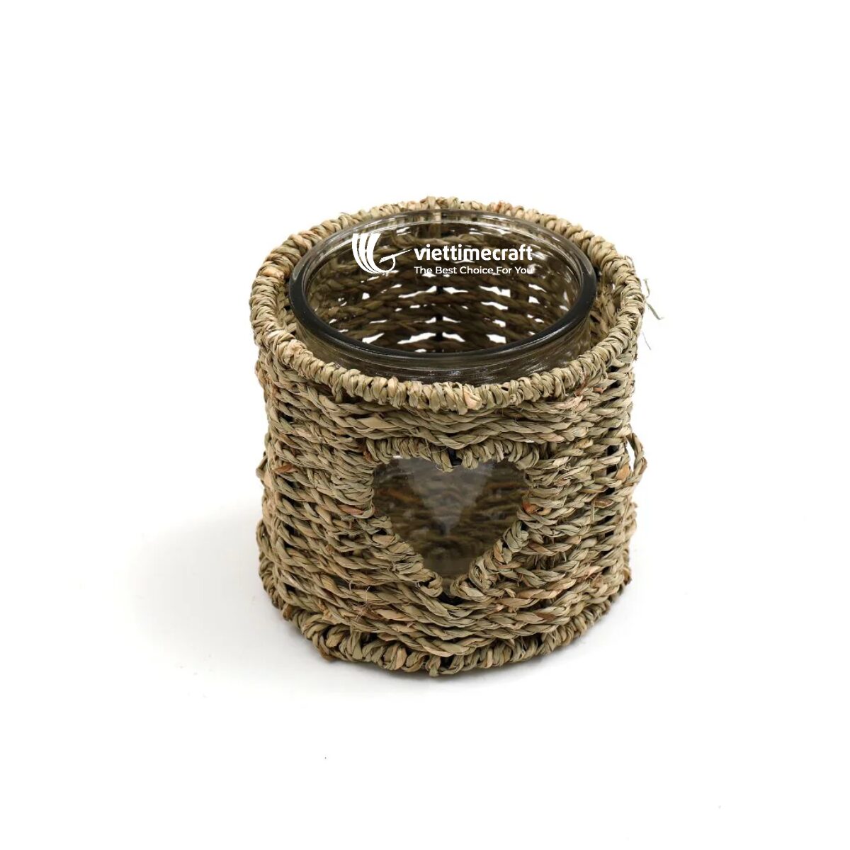 Heart pattern Seagrass Candle Holder valentine's day